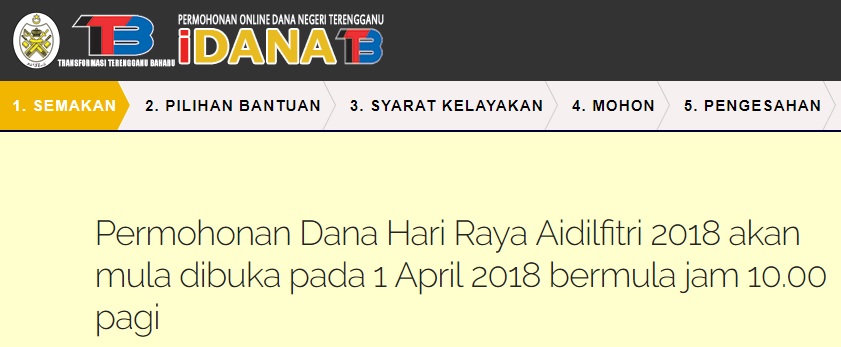 Permohonan Dana Raya 2018 Terengganu Online Mysemakan