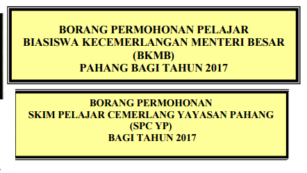 Permohonan Biasiswa Pendidikan Yayasan Pahang 2017 - MySemakan